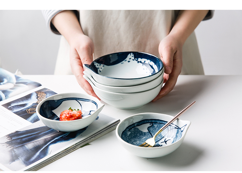 Creative dishes suit, lovely children cartoon cat bowl bowl ceramic sauce dish seasoning sauce dish dishes
