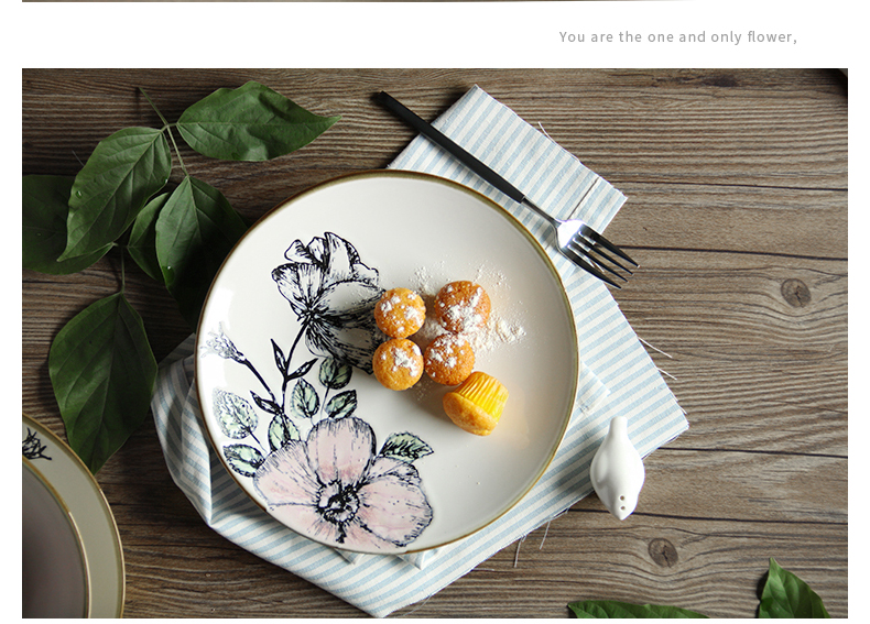 Creative ceramic tableware floral splendid Nordic contracted ceramic tableware suit dishes dishes tableware fish dish plate