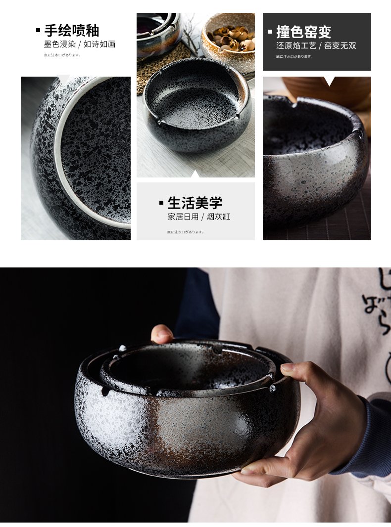 Large ashtray creative move ceramic ashtray Chinese style household living room office wind restoring ancient ways the ashtray