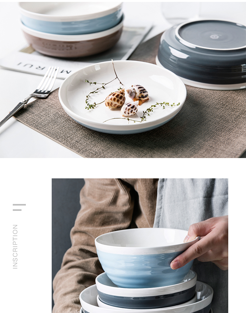 Northern wind ins ceramic tableware dishes suit six dishes dishes household contracted lovers set bowl combine 2 people