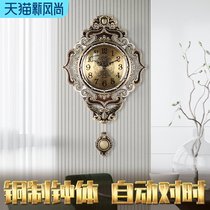 European style clock Mute living room wall clock American modern fashion household creative large automatic time quartz clock