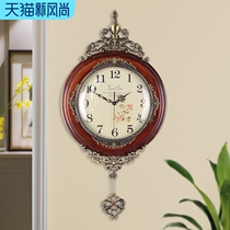 American high-end metal watch wall clock Living room European household quartz clock Retro large clock Nordic wind hanging watch