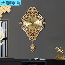 European pure copper wall clock Living room household fashion silent watch Personality creative atmosphere clock Nordic light luxury hanging watch