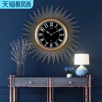 European style creative fashion luxury wall clock Living room simple decoration Wall hanging American personality household metal clock hanging watch