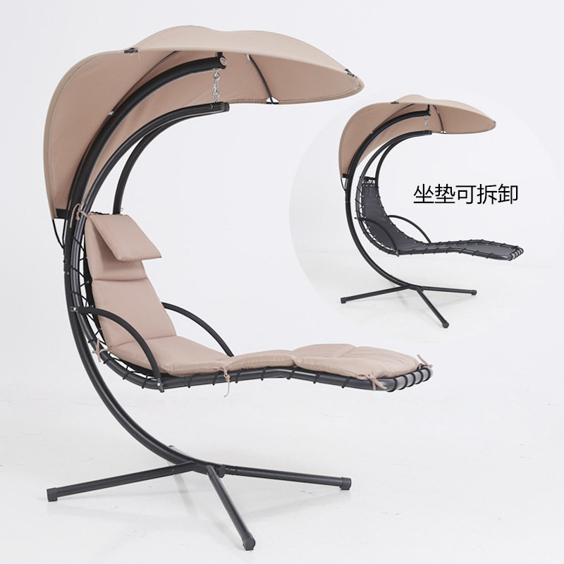 Outdoor wrought iron swing hanging chair leisure hanging basket rocking chair villa courtyard balcony adult reclining bed moon hammock hanging chair