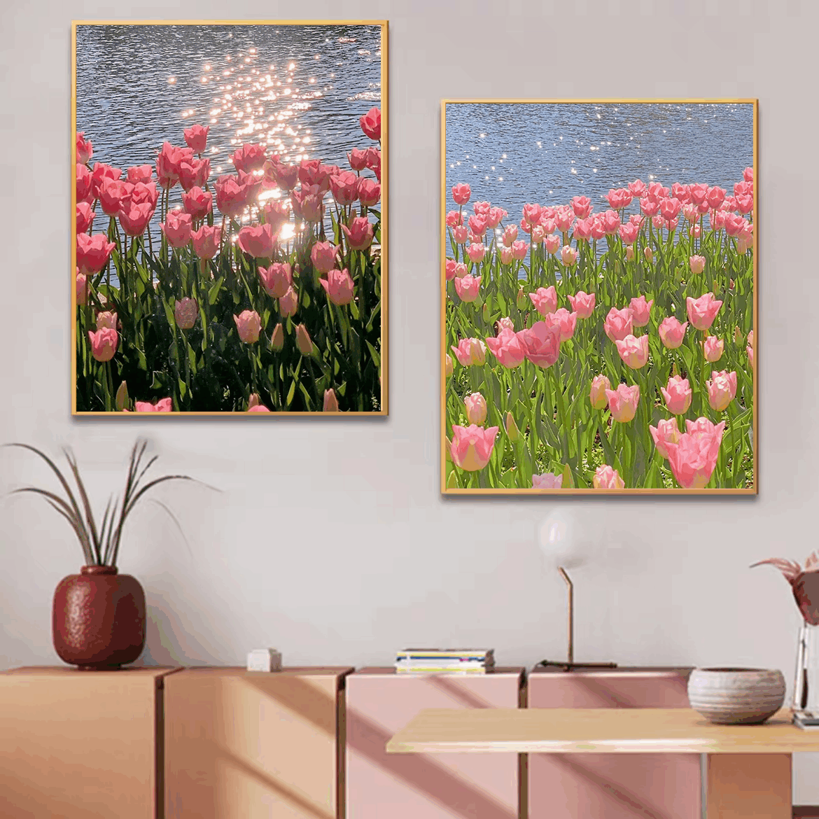 Digital Oil Painting Diy Fill Oil Color Painting Simple Handmade Painted Propylene Painting Decompression Bedroom Decoration Painting Tulip-Taobao