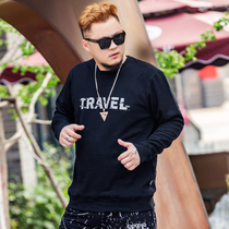  2021 spring and autumn plus fat plus size pullover fat mens sweater fat guy thickened plus velvet long-sleeved sweater bottoming shirt