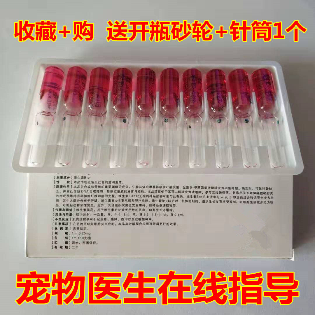 Vitamin B12 injection Injection Dog Cat Rabbit Rat Hedgehog Bird Pigeon Ogli Turtle Shrimps Anemia Nutrition Pro Growth
