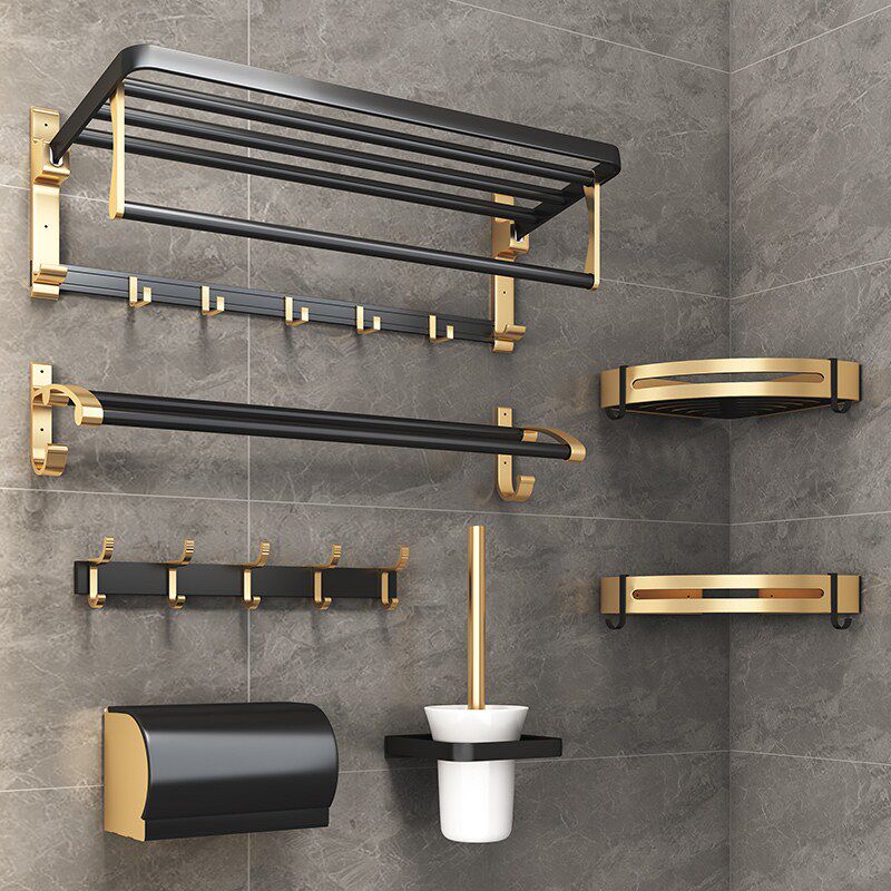 Towel Rack-Free Space Aluminum Bathroom Shelve Makeup Room Toilet Bath Towel Rack Containing Wall-mounted Bathroom