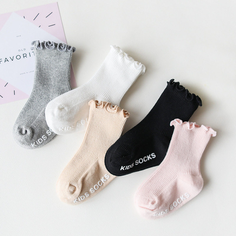 Autumn and winter wooden ear baby socks boneless dispensing non-slip baby newborn socks 0-1 years old girls cotton socks