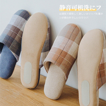 Spring and autumn silent silent simple cotton slippers female wooden floor incognito lightweight couple soft bottom indoor four seasons universal male
