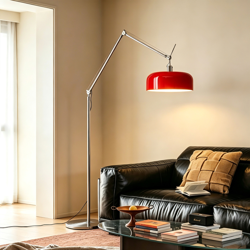 Memphis Swing Arm Floor Lamp for Living Room and Study, Tolomeo Atmosphere Fishing Lamp, Mid-Century Style Decorative Floor Lamp