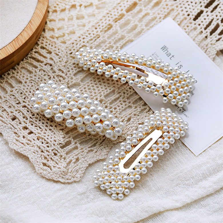 Clip kẹp tóc tiara nữ Hàn Quốc ins net đỏ ngọc trai phụ kiện tóc cô gái nhỏ kẹp tóc thư mục bên bangs clip - Phụ kiện tóc dây buộc tóc vải