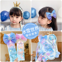 Childrens Ice And Snow Chic Hair Accessories Love Sa Bow Tie Hairpin Hair Ring Composition Suit Little Girl Crown Headwear Princess