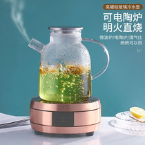 Glass teapot fruit flower teapot high-temperature glass boiling kettle with filtered teapot to cook teapot teapot kit