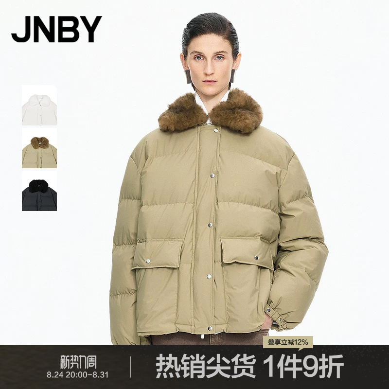 Jnby/Jiangnan Clothing Winter down Jacket Workwear Style Wool Fur Collar Loose Mid-Length Parka 5Pac14400