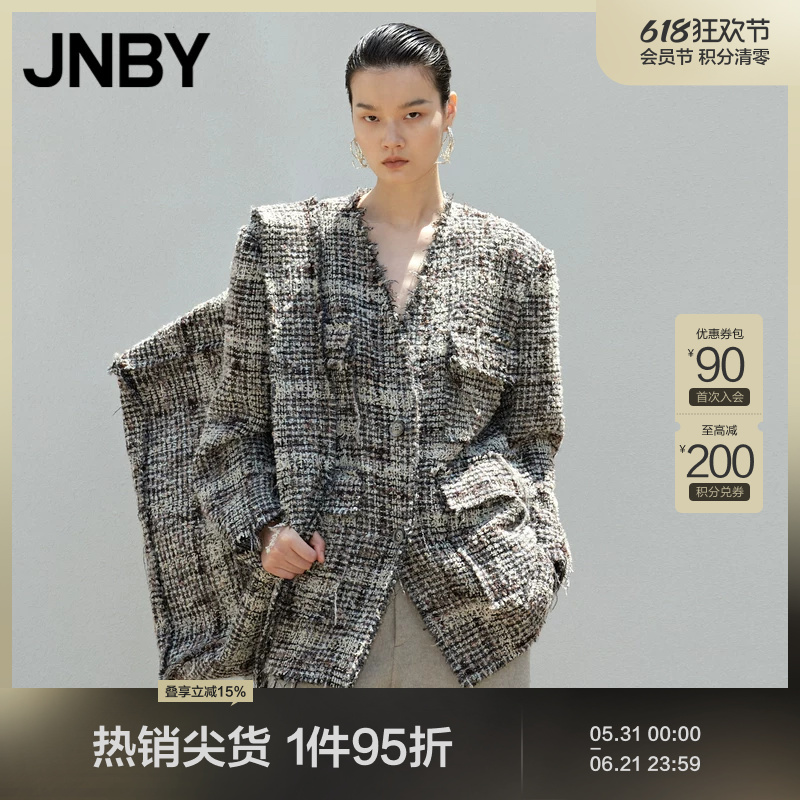 Jnby/Jiangnan Cloth Autumn and Winter Woolen Jacket with Vintage Design, Fashionable Women's Plaid Little Chanel Style 5O0814550