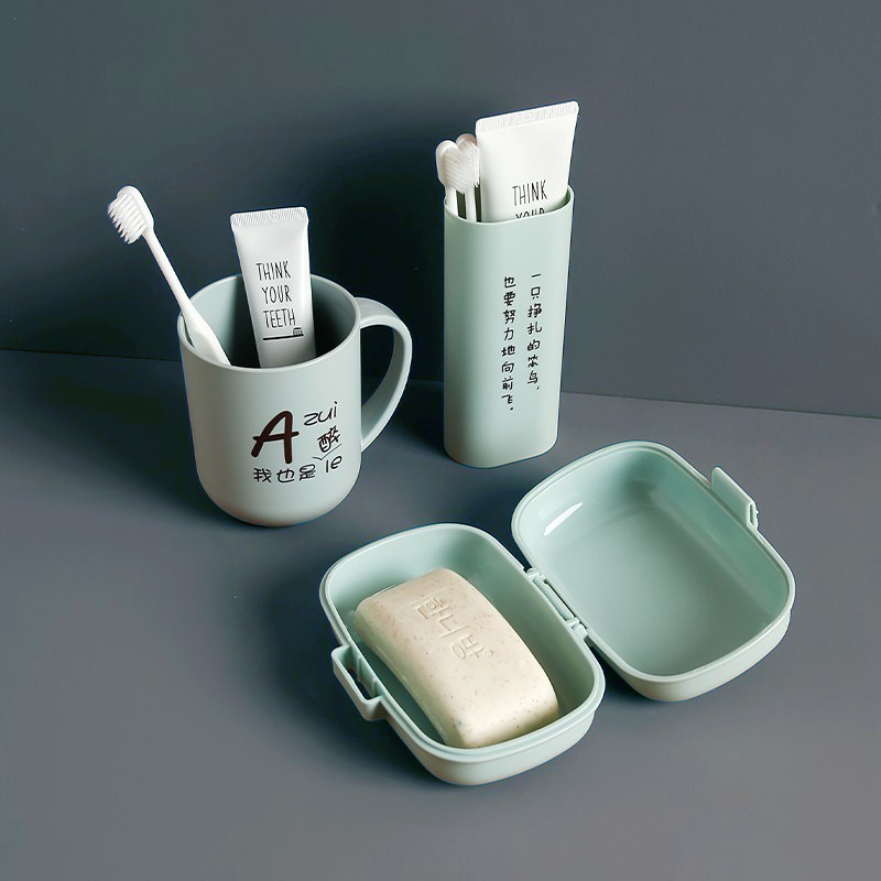Student Toiletries Items Three Suits Portable Drain Soap Case Shelf Wash Cup Travel Toothbrush Box Lovers Tooth
