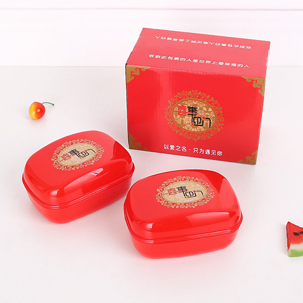 2 Festive Soap Boxes Plastic Soap Cartridges Cap Big Soap Rack Red Wedding Leachate Dressing Room Laundry Soap