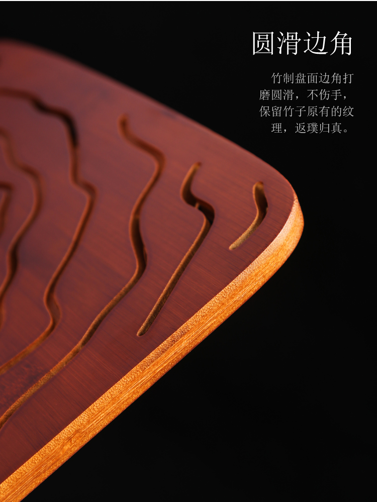 Creative carbonized bamboo household heavy bamboo tea tray square dry mercifully water embedded in taichung, ceramic restoring ancient ways