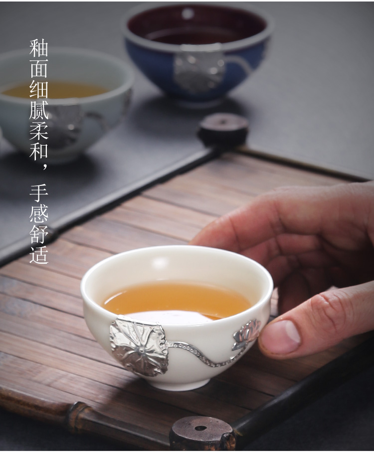 Five ancient jun silver ceramic cups built light bowl kung fu tea tea cup single cup sample tea cup host