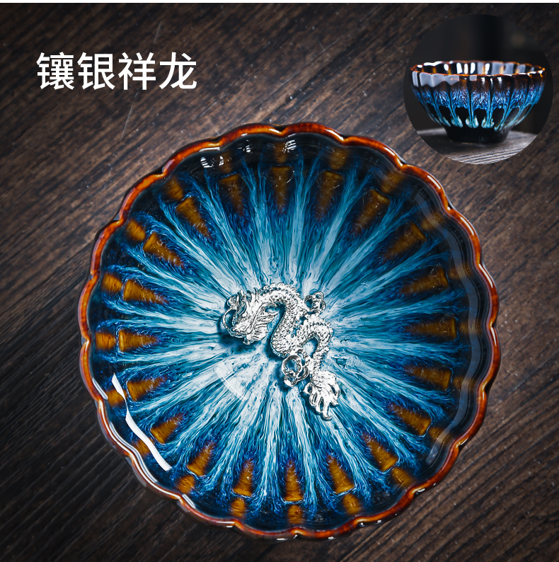 Build light ceramic cups tea master cup sample tea cup single cup with silver, silver whitebait cup bowl up CPU marigold