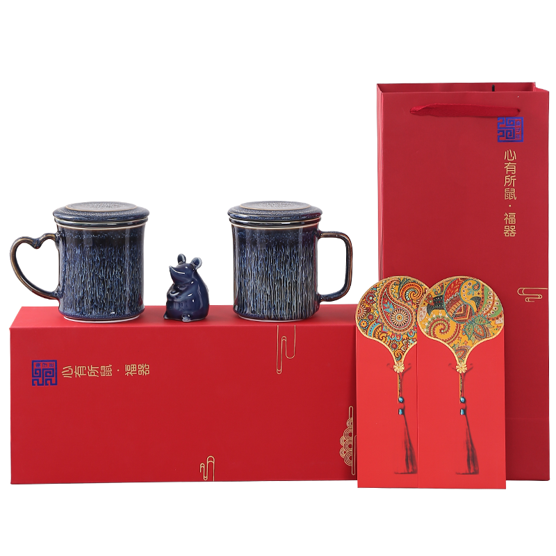 Couples mark cup a creative gift of birthday year of the rat of cup suit ceramics with cover office filter tea cup