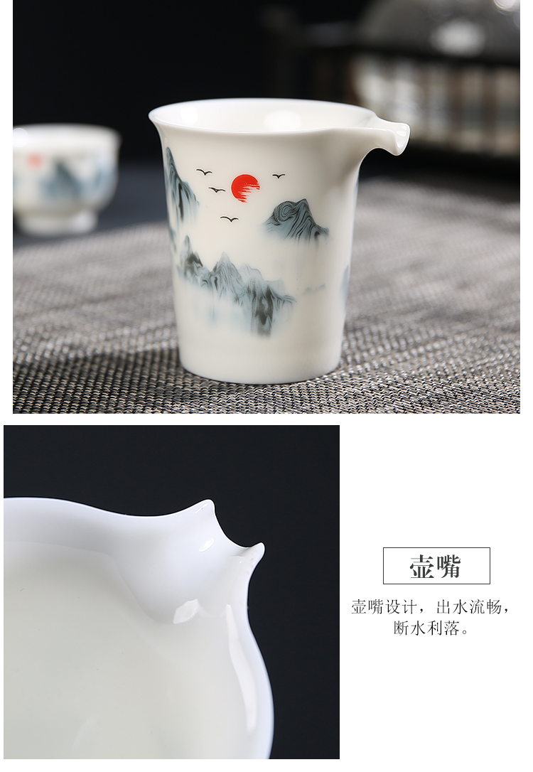 White porcelain painting landscape tea set home a whole set of kung fu tea set contracted and I ceramic tureen ultimately responds tea pot