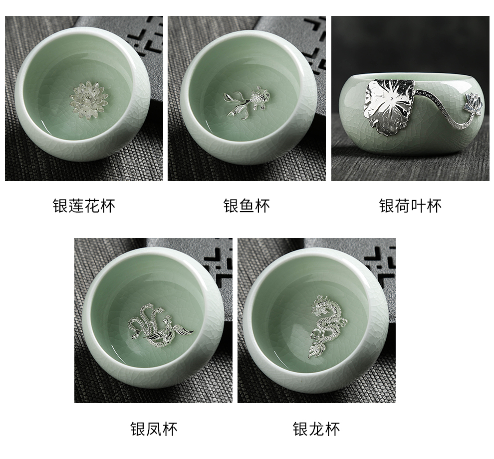 Start your up kung fu master cup silver cup a single small ceramic cup retro time sample tea cup bowl