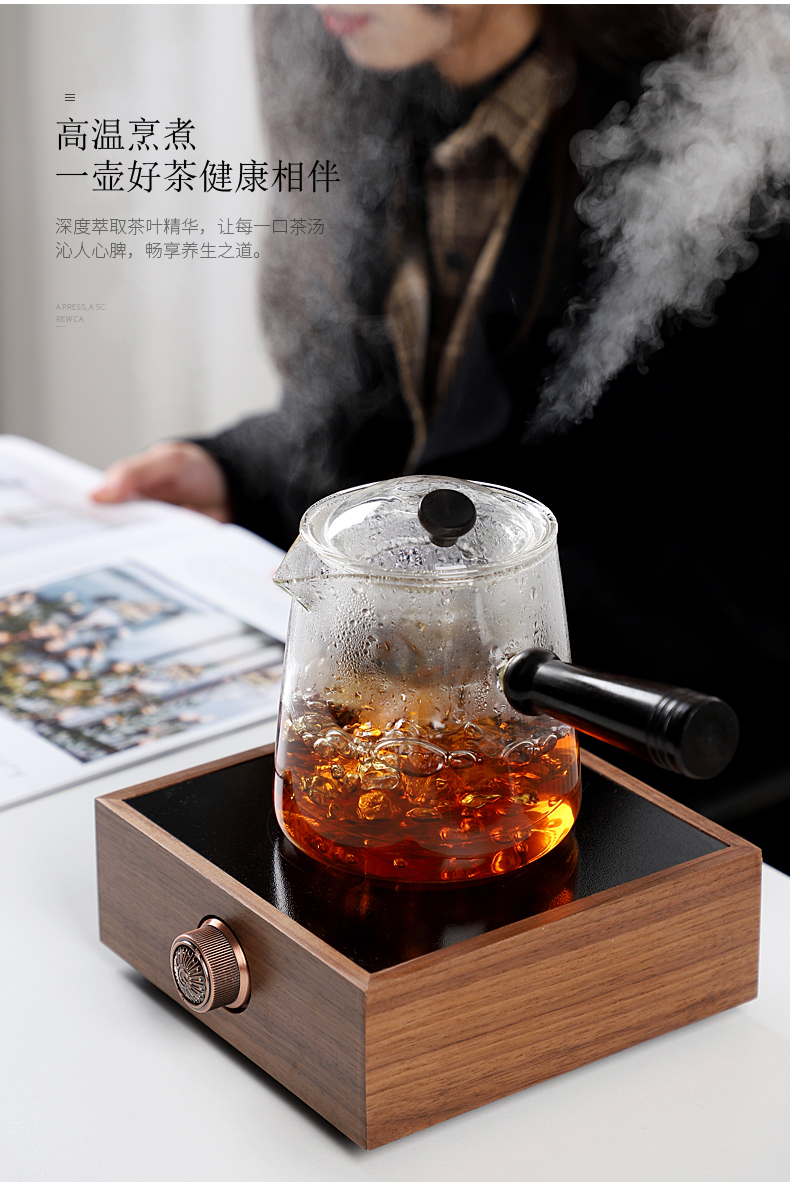 Walnut automatic electric TaoLu boiling tea ware glass teapot household steam kettle black tea pot of tea stove