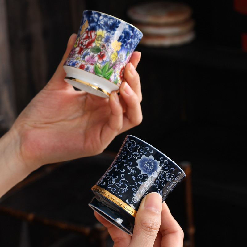 Jingdezhen ceramic sample tea cup 999 sterling silver cup kung fu tea tea tasted silver gilding master cup single cup, bowl