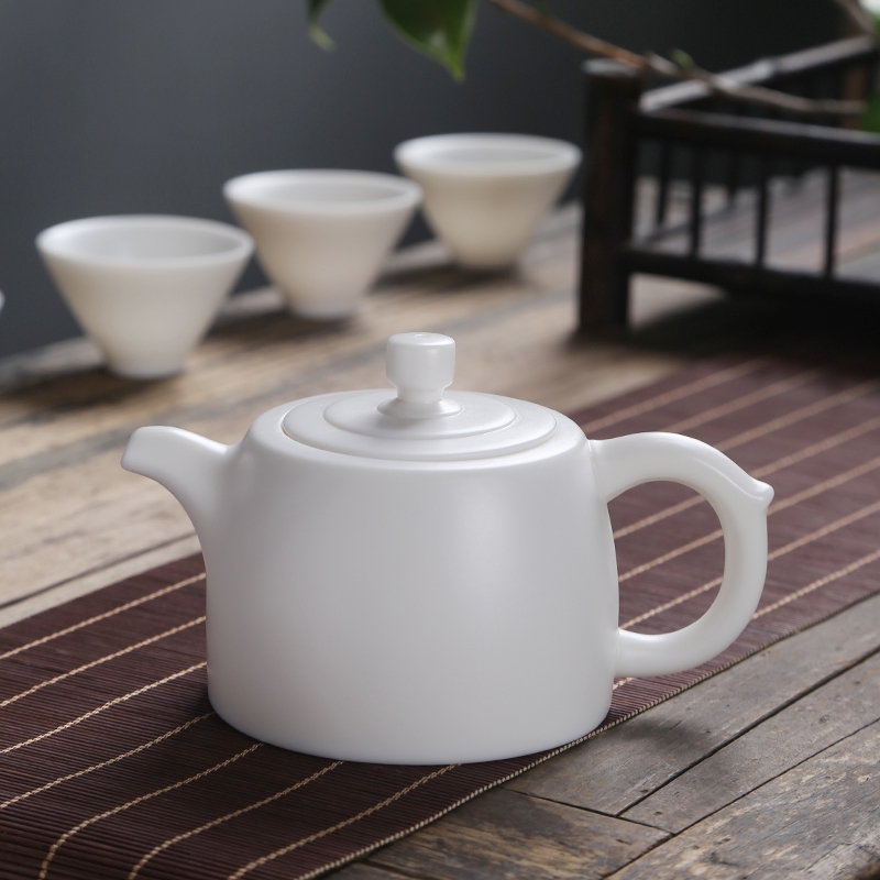 Dehua suet jade white porcelain teapot Chinese style element kung fu tea tea exchanger with the ceramics filter single pot'm household contracted