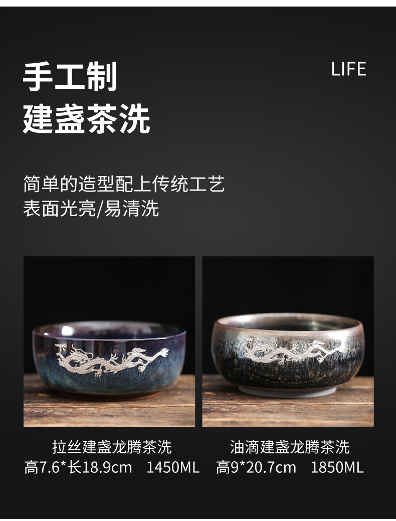 Jingdezhen obsidian become tea built large ceramic bath light silver bowl kung fu accessories cup red glaze, wash bath