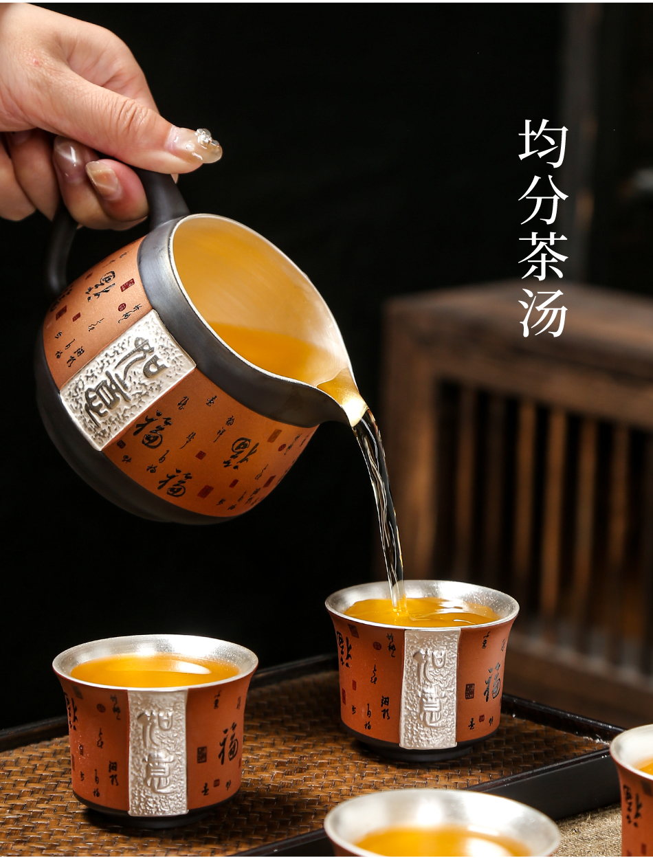 Coppering. As silver violet arenaceous kung fu tea set office all semi - automatic tea cup lid to use high - end gift boxes