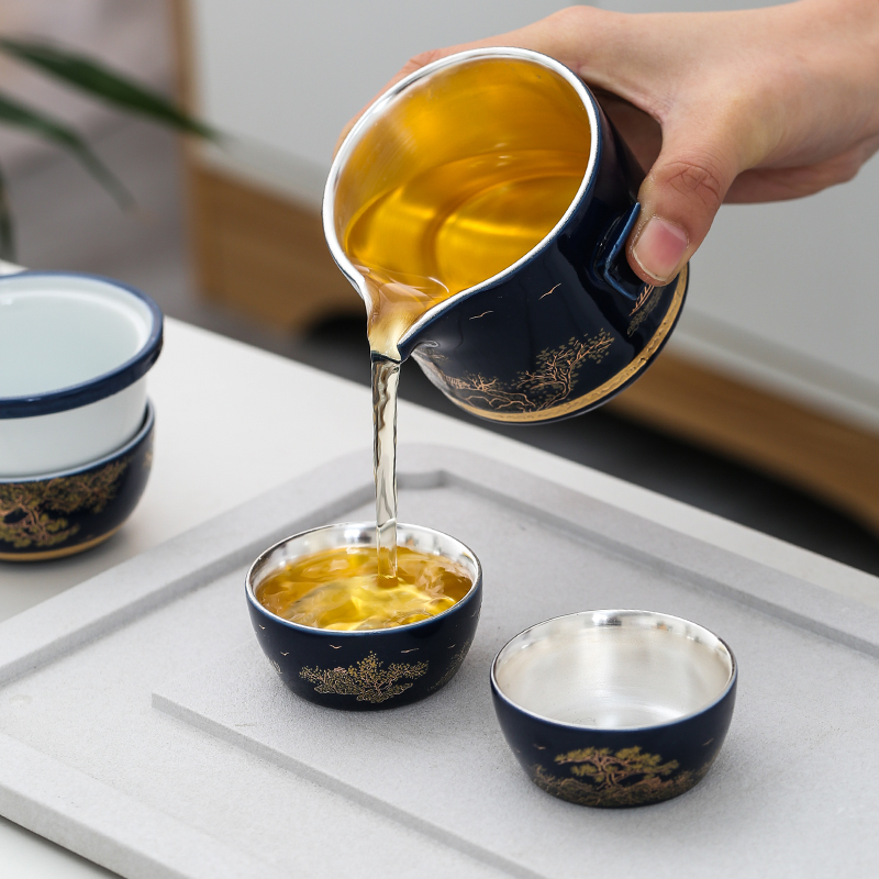 Tasted silver gilding crack a ceramic teapot three portable is suing travel kung fu tea set tea cup