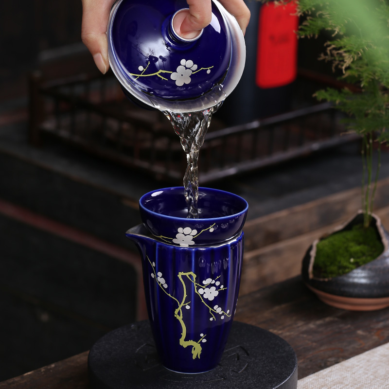 Jingdezhen coppering. As silver tea set office ceramic silver tea set a complete set of kung fu tea cup teapot household