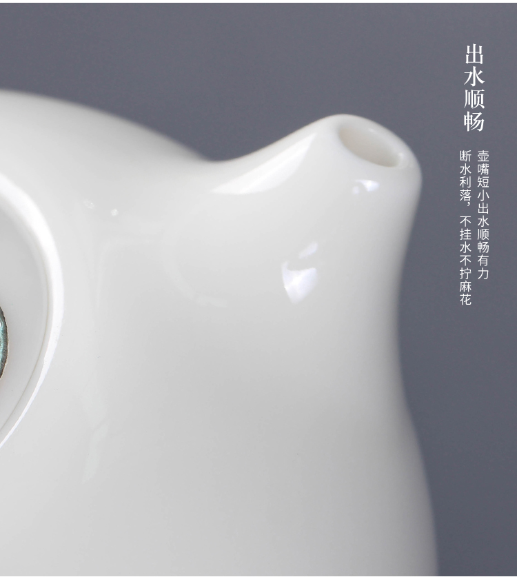 Dehua white porcelain with silver, a pot of two portable is suing jade porcelain ceramic crack cup travel tea set kung fu tea set