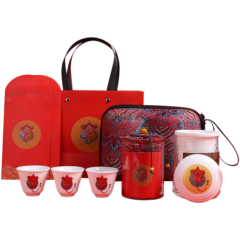 Travel ceramic tea set four cups teapot teacup is suing the home a pot of portable gift boxes crack cup year of the rat