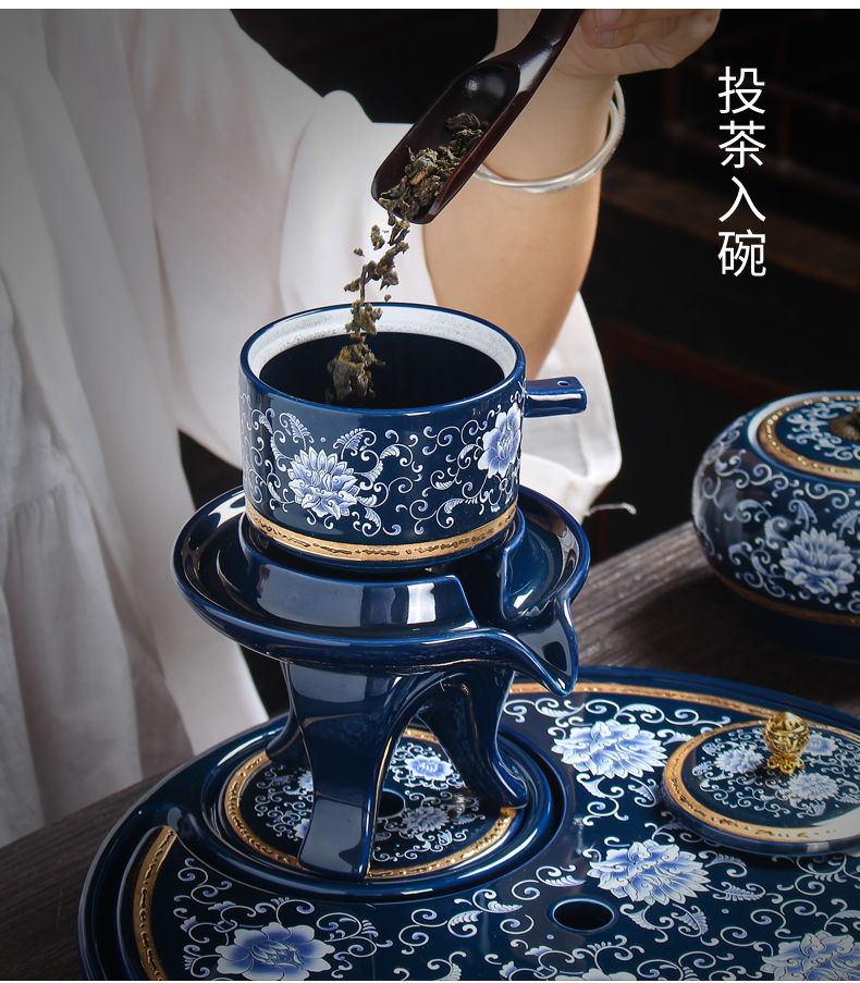 Jingdezhen manual coppering. As silver tea set household contracted lazy people make tea stone mill semiautomatic tea kungfu tea cups