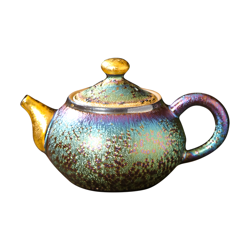 Red glaze up ceramic gold light built key-2 luxury high - end discus the teapot lamp that kung fu tea set single pot of filtering the teapot