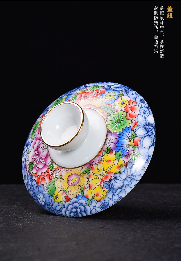 Jingdezhen silver colored enamel silver ceramic tureen coppering. As only three cups of kung fu tea set large hands make tea bowl cups