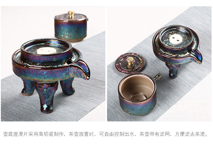 Colorful up with silver, semi - automatic kung fu tea set household whitebait glass ceramic lazy stone mill make tea