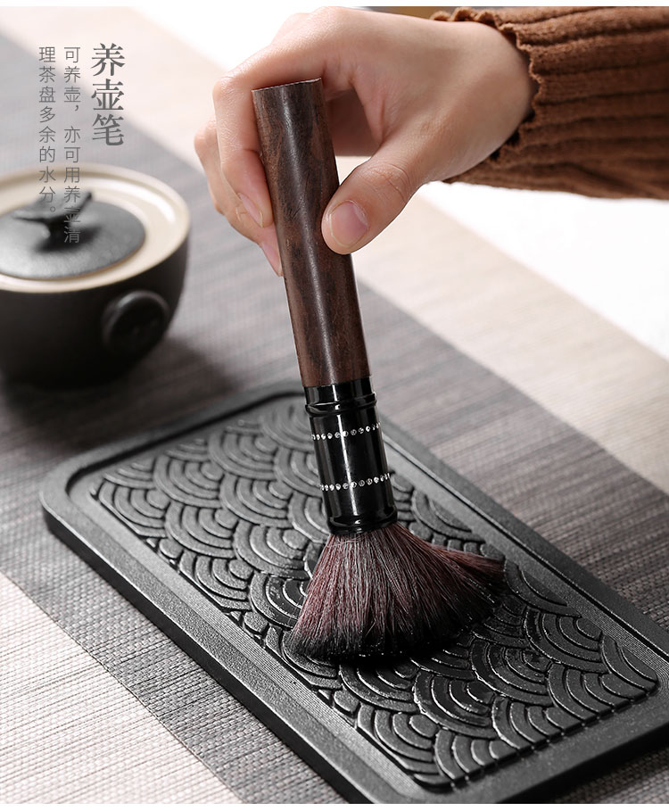 Black pottery tea six gentleman 's suit kung fu tea accessories ebony wood ChaGa tea tea tea tray was furnishing articles