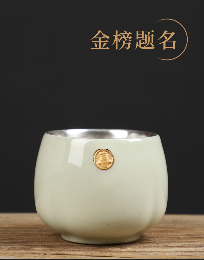 Tasted silver gilding ceramic sample tea cup 999 gift boxes manual paint small kung fu master Chinese style restoring ancient ways is a cup of tea cups light