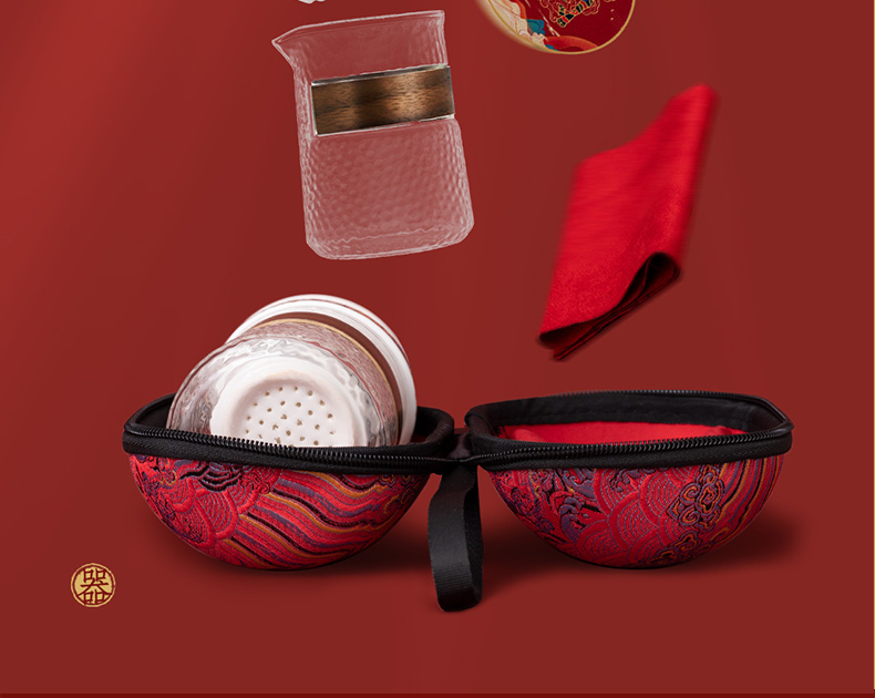 Travel kung fu tea set suit portable bag with a pot of three cups of hot crack of glass cup ceramic gifts customized