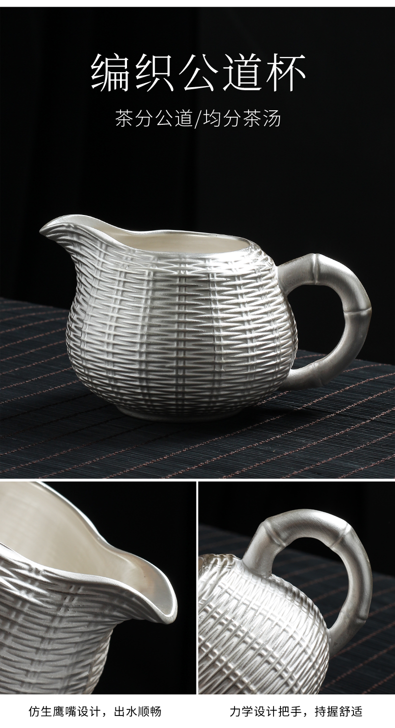 Undressed ore purple sand tea tasted silver gilding kung fu tea sets, home office 999 contracted teapot tea cups