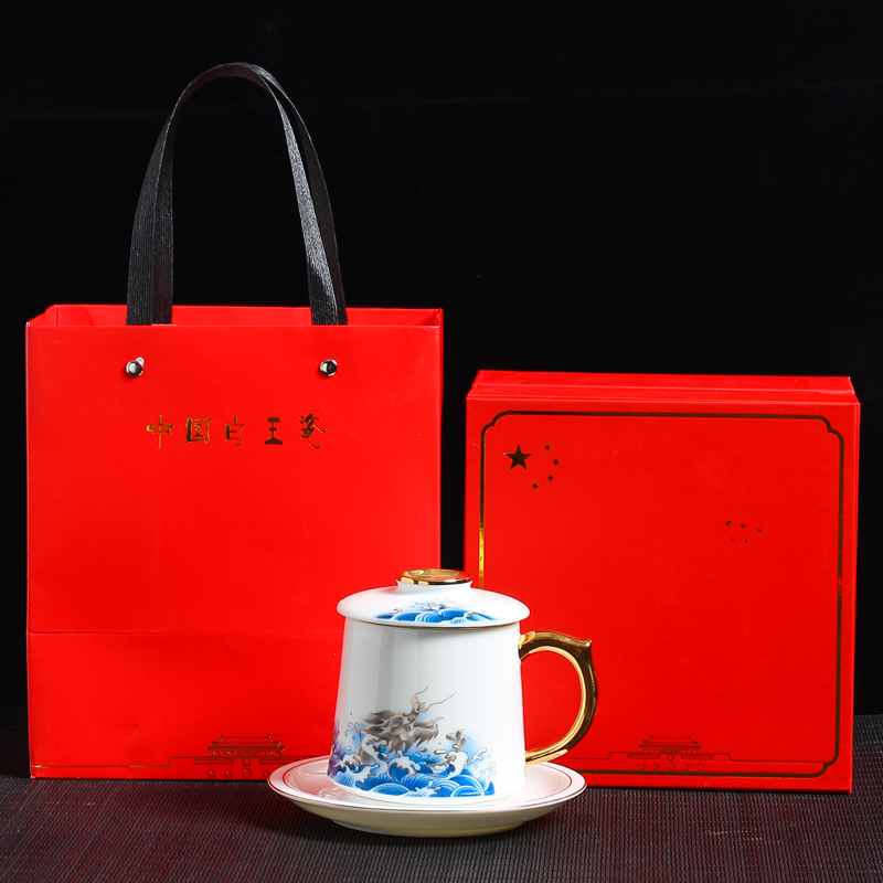 Jingdezhen 999 sterling silver ceramic cups with cover glass domestic large capacity coppering. As silver glass office custom lettering