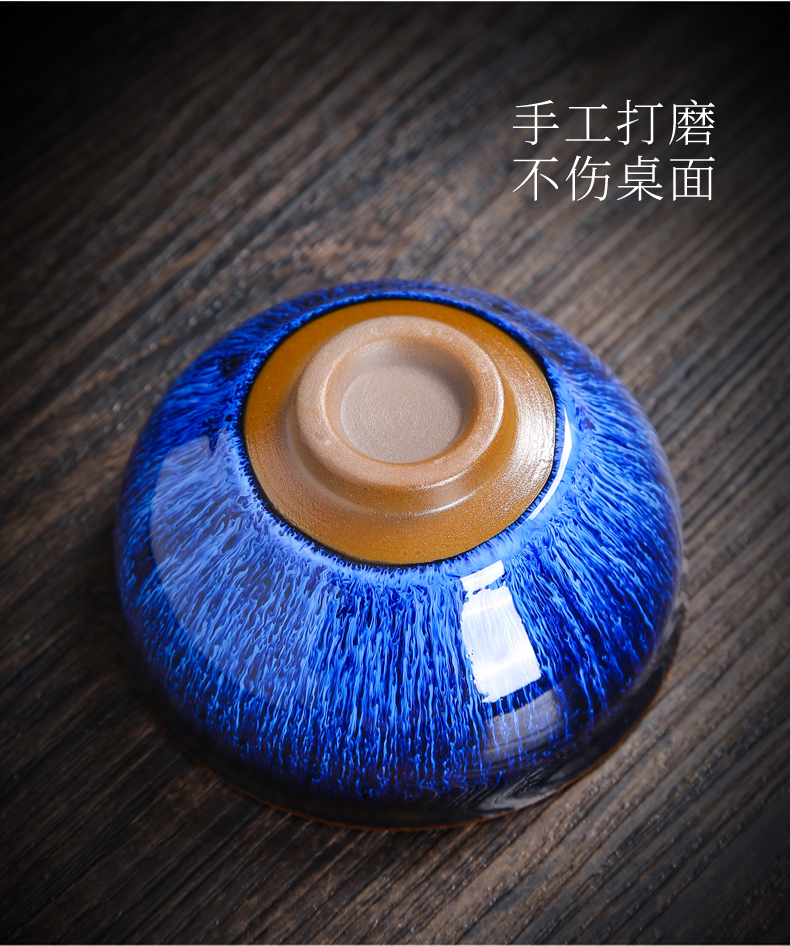 Lin Xiaowei silver TuHao droplets red glaze, obsidian masterpieces change built light ceramic cups puer tea bowl of tea