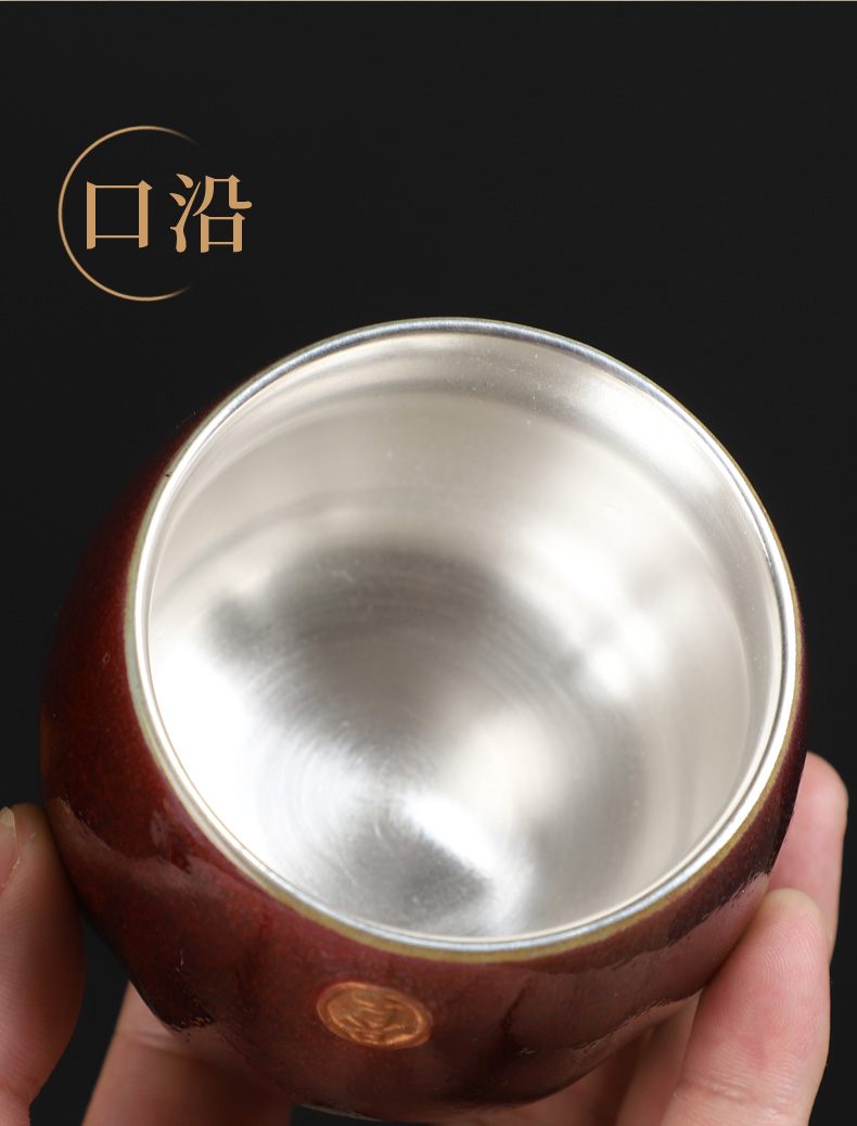 Tasted silver gilding ceramic sample tea cup 999 gift boxes manual paint small kung fu master Chinese style restoring ancient ways is a cup of tea cups light