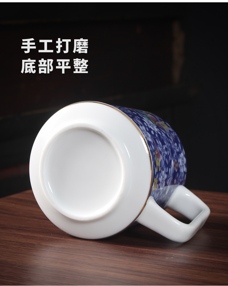 Jingdezhen tasted silver ceramic cup 999 sterling silver gilding office separation filter tea cups with cover cup